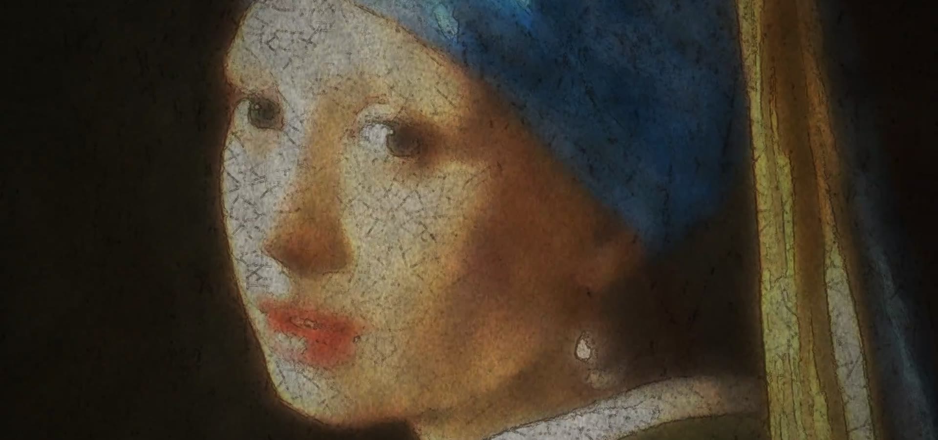 Girl with a Pearl Earring, repainted in watercolour washes