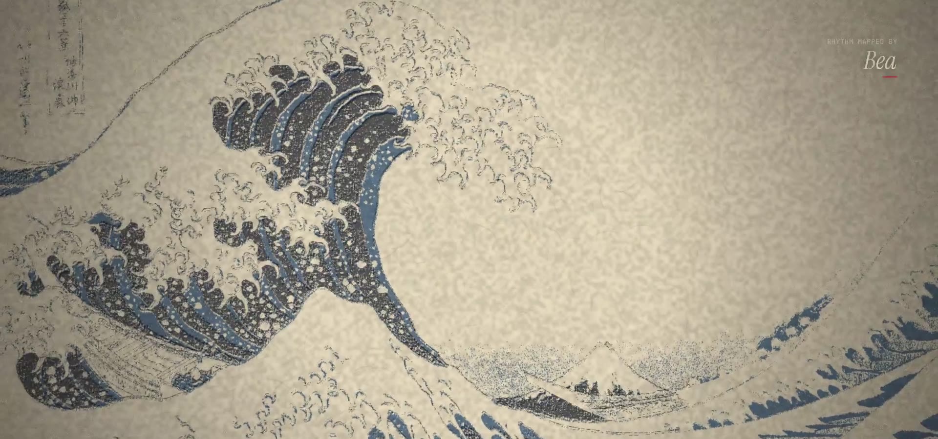 The Great Wave off Kanagawa, repainted as a woodblock print in the film